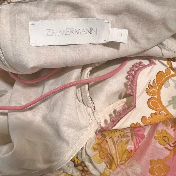 RARE Zimmermann Laurel Lace Up Floral Pink Frill Maxi Dress Size AU3/L - Picture 9 of 12